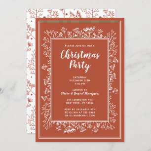 Winter Plants Christmas Holiday Party Hand Drawn Invitation