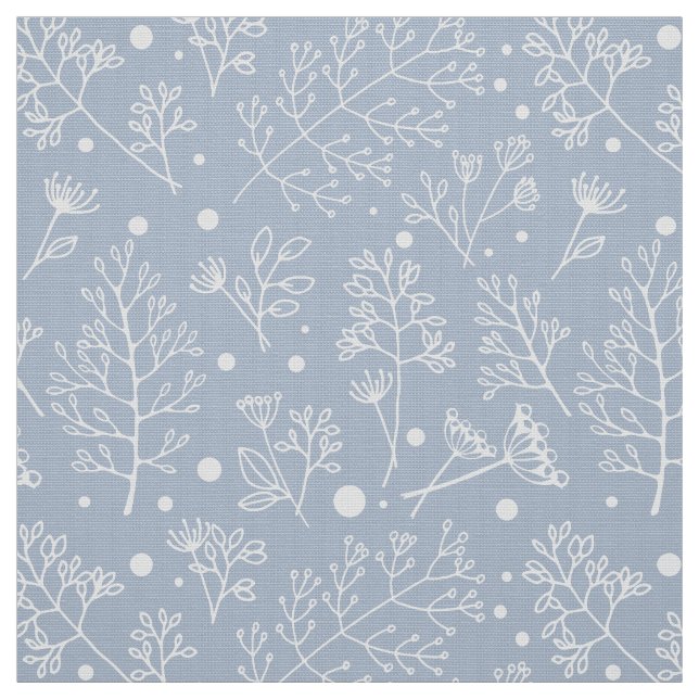 Winter Plants Leaves Berries Christmas Pattern Fabric (Swatch)