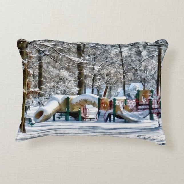 Winter Playground Decorative Pillow (Back)
