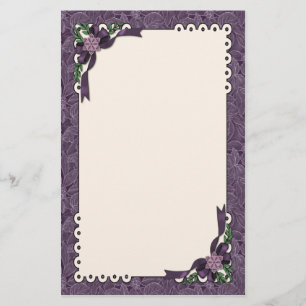 Winter Plum Poinsettia Stationery