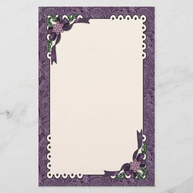 Winter Plum Poinsettia Stationery (Front)