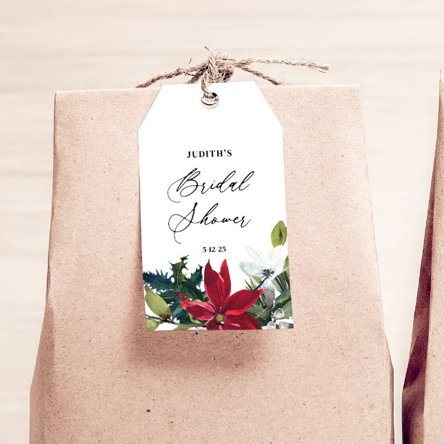  Winter Poinsettia Bridal Shower  Gift Tags (Creator Uploaded)