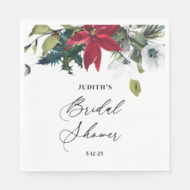  Winter Poinsettia Bridal Shower  Napkin (Front)