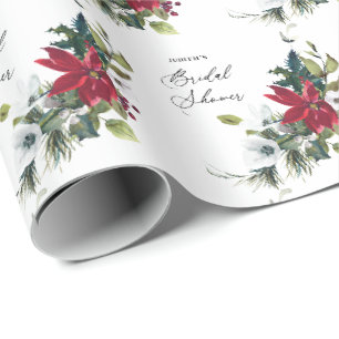  Winter Poinsettia Bridal Shower  Wrapping Paper