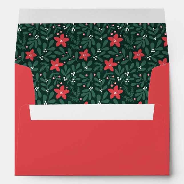 Winter poinsettia pattern - Christmas flower  Envelope (Back (Bottom))