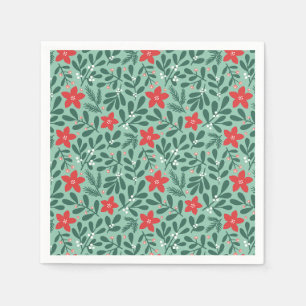 Winter poinsettia pattern - Christmas flower  Napkin