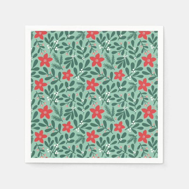 Winter poinsettia pattern - Christmas flower  Napkin (Front)