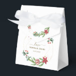 Winter Poinsettia Pine Berry Christmas Wedding Favor Box<br><div class="desc">Elegant and unique design featuring gorgeous watercolour pine branches,  berries,  Christmas balls,  gold hands arrangement as a winter holidays wreath on white. Use Personalise tool to add your info. For more ideas,  please visit my Gold Hands Holidays Collection.</div>
