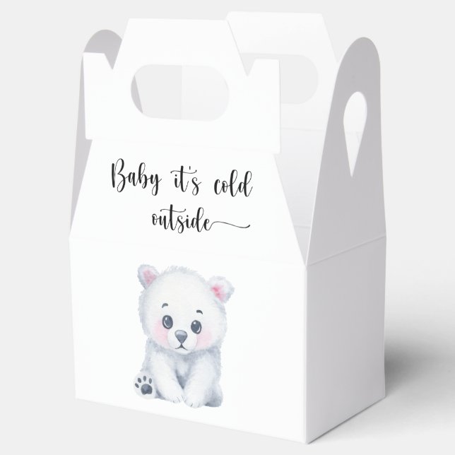 Winter polar bear - baby it is cold outside favor box (Opened)