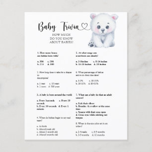 Winter polar bear - Baby Trivia   Baby Shower Game