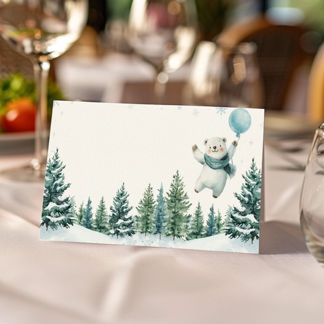 Winter Polar Bear Birthday Food Place Card (Creator Uploaded)