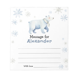 Winter polar bear birthday time capsule message notepad