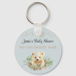 Winter Polar Bear Blue Baby Shower Favour Keepsake Keychain