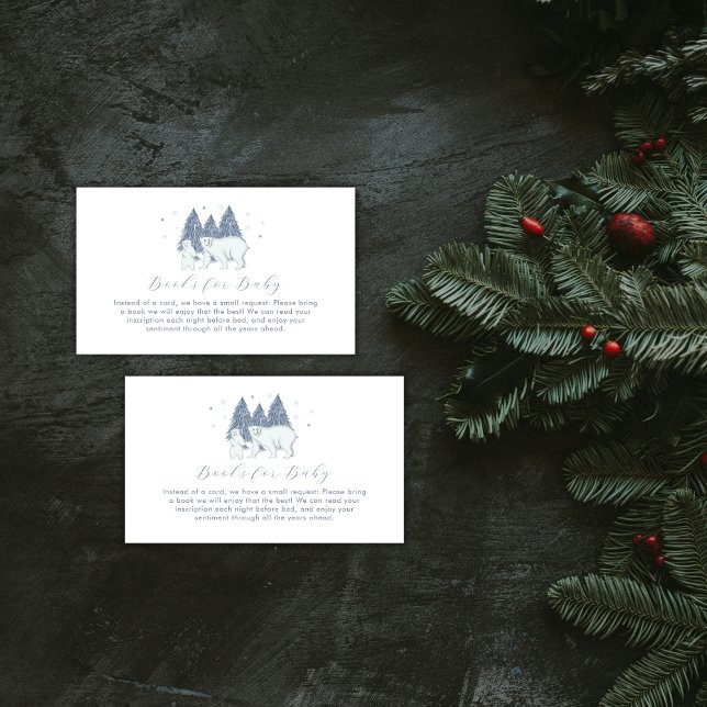 Winter Polar Bear Books For Baby Shower  Enclosure Card (Winter Polar Bear Books For Baby Shower Enclosure Card)