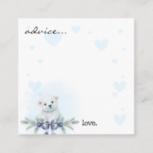 Winter Polar Bear Boy Baby Shower Advice Cards