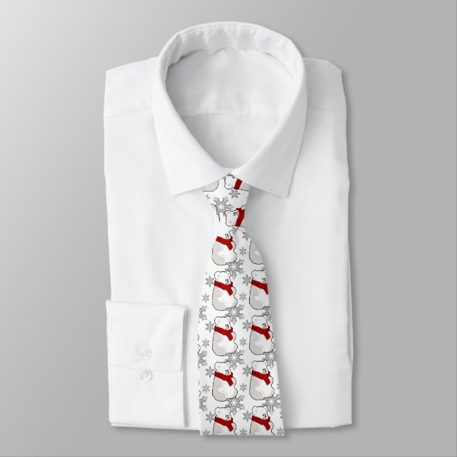 Winter Polar Bear Christmas  Tie (Tied)