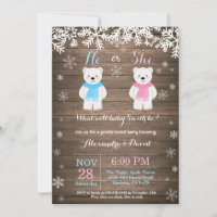 Winter Polar Bear Gender Reveal Invitation