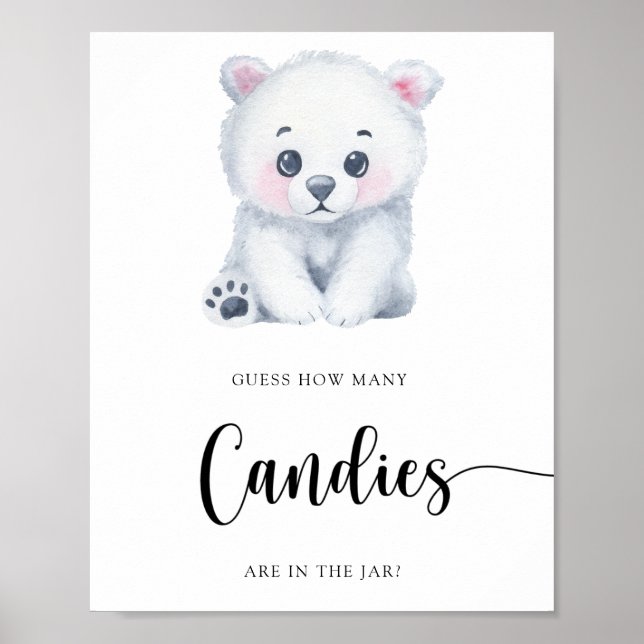 Winter polar Bear - guess how many candies Poster (Front)