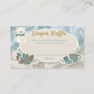 Winter Polar Bear Pine Baby Shower Diaper Raffle Enclosure Card