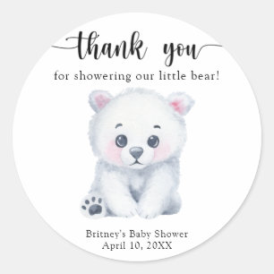 Winter polar bear - thank you classic round sticker