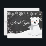 Winter Polar Bear Winter Snowflake Thank You Card<br><div class="desc">Winter Polar Bear Winter Snowflake Thank You Card. Polar Bear. Chalkboard Background. Black and White. Snowflake. Love and Thanks, beautiful script font. Add your message on back or leave blank and hand write. For further customization, please click the "Customize it" button and use our design tool to modify this template....</div>