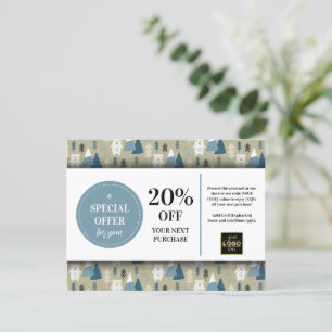 Winter Polar Bears Custom Coupon Discount  Postcard