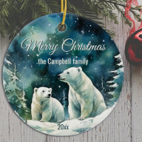 Winter Polar Bears Merry Christmas Family Name