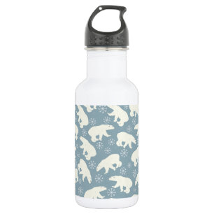 Winter Polar Bears seamless pattern + your ideas 532 Ml Water Bottle