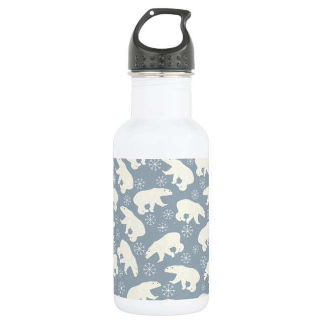 Winter Polar Bears seamless pattern + your ideas 532 Ml Water Bottle (Front)