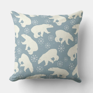 Winter Polar Bears seamless pattern + your ideas Throw Pillow