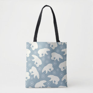Winter Polar Bears seamless pattern + your ideas Tote Bag