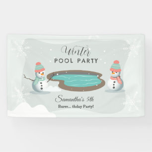Winter Pool Birthday Party  Banner