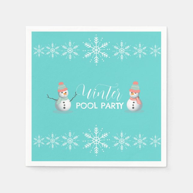 Winter Pool Birthday Party Napkin (Front)