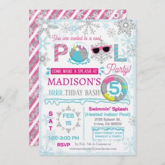 Winter Pool Party Birthday Invitation