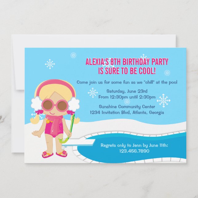 Winter Pool Party Invite (Front)