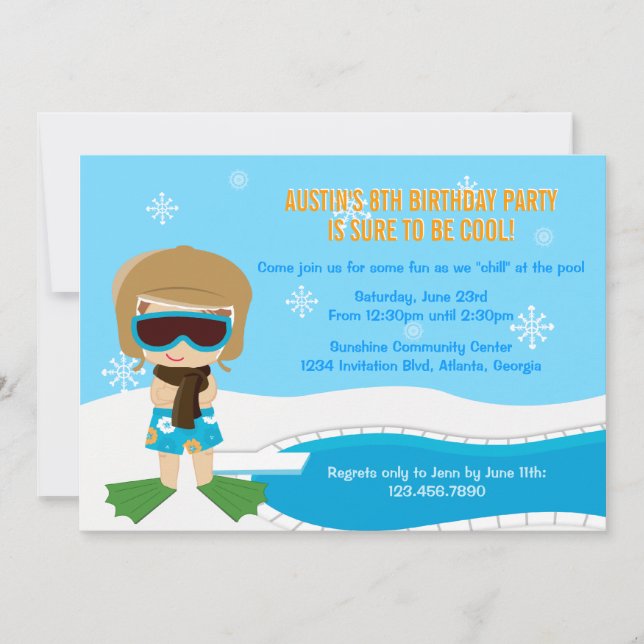 Winter Pool Party Invite (Front)