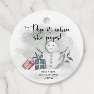 Winter Pop it when she pops baby shower Favour Tags