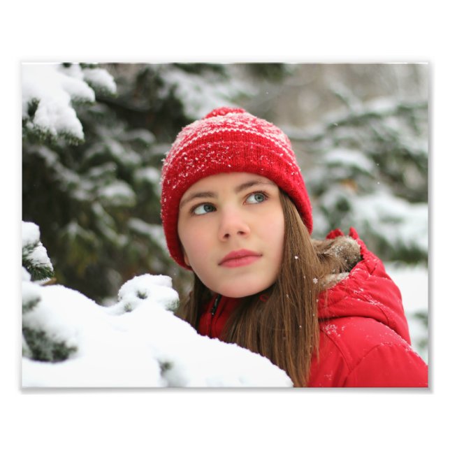 Winter Portrait Personalize Template Easy To Frame Photo Print (Front)