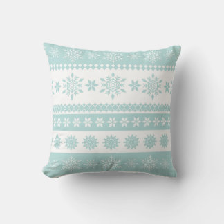 Winter Powder Blue White Snowflake Christmas Throw Pillow