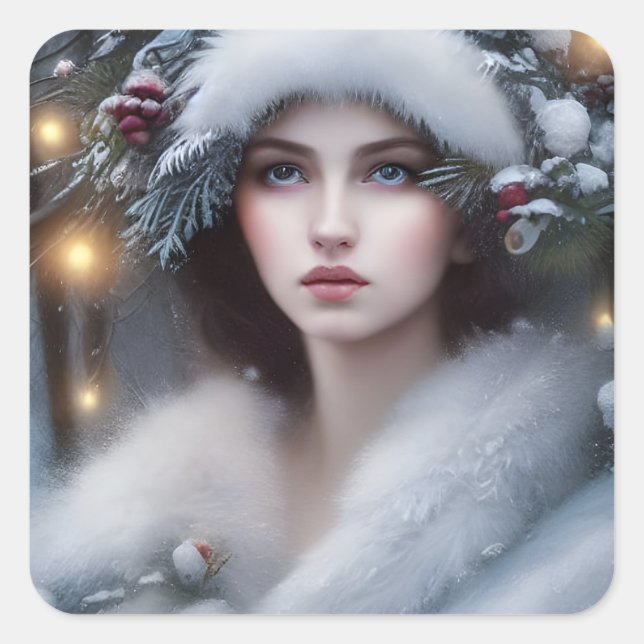 Winter Princess Holiday   Square Sticker (Front)