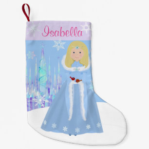 Winter Princess With Blonde Hair Small Christmas Stocking