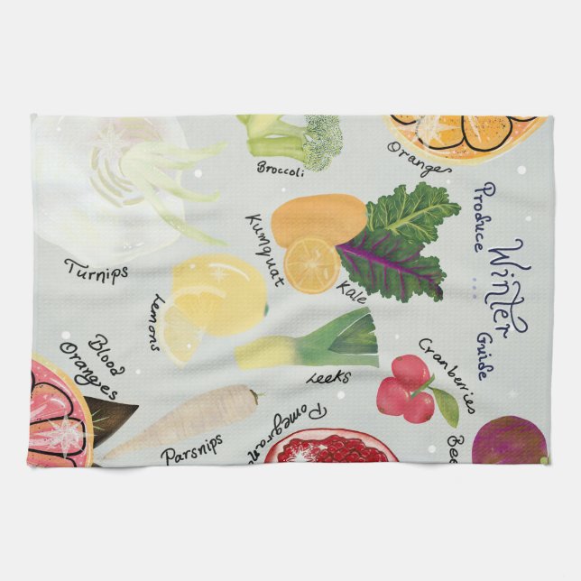 Winter Produce Guide Kitchen Towel (Horizontal)