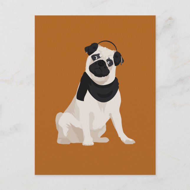 Winter Pug Dog for Dog Lovers Postcard (Front)