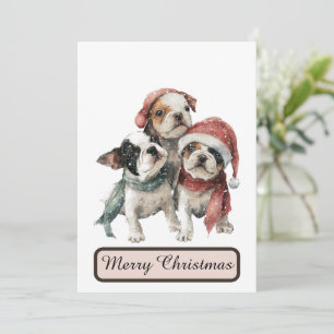 Winter Puppies Christmas Card Festive Greeting