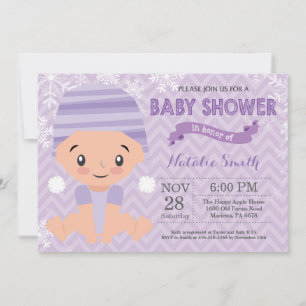 Winter Purple Girl Baby Shower Invitation