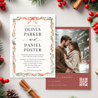 Winter QR Code Photo Red Ribbon & Bow Wedding