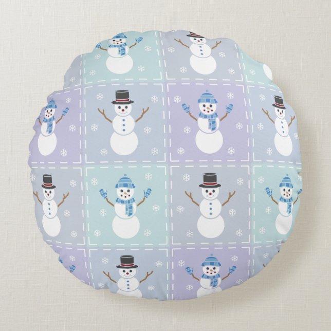 Winter Quilt Round Pillow (Front)