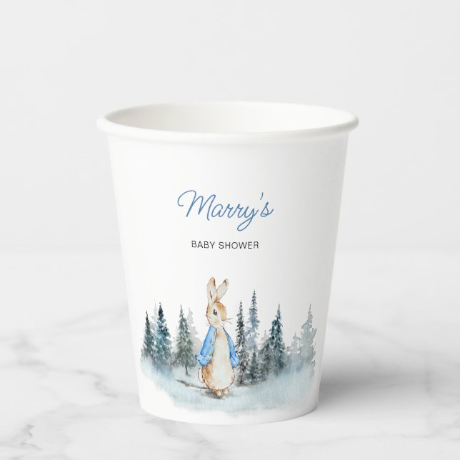 Winter Rabbit Baby Shower Paper Cups (Front)