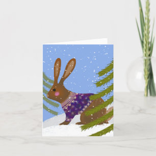 Winter Rabbit BLANK Greeting Card
