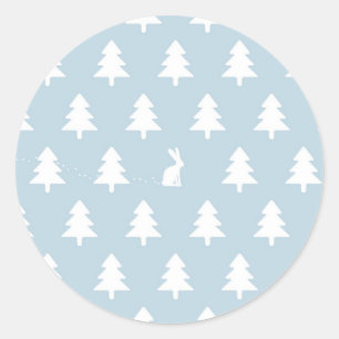 Winter Rabbit Pattern Classic Round Sticker